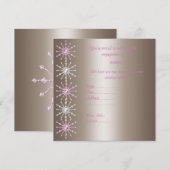 INVITATION FIANÇAILLES MODERNE ROSE ET ARGENT CRIS (Devant / Derrière)
