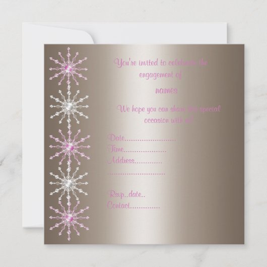 INVITATION FIANÇAILLES MODERNE ROSE ET ARGENT CRIS (Devant)