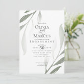 Invitation FIANÇAILLES | Moderne Sage Green Foliing (Debout devant)