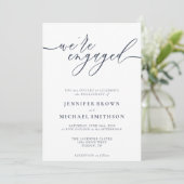 Invitation Fiançailles modernes minimalistes Navy (Debout devant)