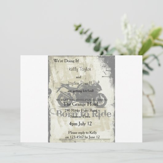 Invitation Fiançailles moto (Debout devant)