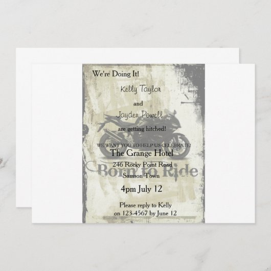 Invitation Fiançailles moto (Devant / Derrière)