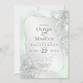 Invitation FIANÇAILLES | Mystic Honeydew Shimmer Feuilles (Devant)