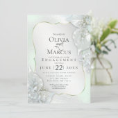 Invitation FIANÇAILLES | Mystic Honeydew Shimmer Feuilles (Debout devant)