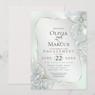 Invitation FIANÇAILLES Mystic Honeydew Shimmer Feuilles