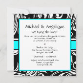 Invitation fiançailles noir blanc turquoise (Dos)