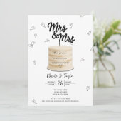 Invitation Fiançailles noir et blanc de Mrs. & Mrs. Cake & He (Debout devant)