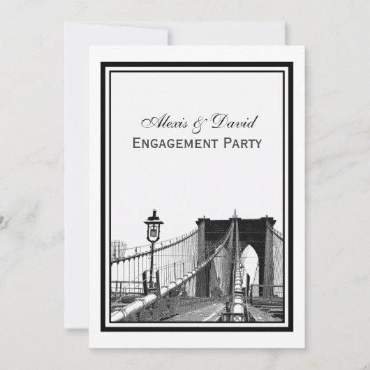 Invitation Fiançailles NYC Skyline Brooklyn Bridge #2 (Devant)
