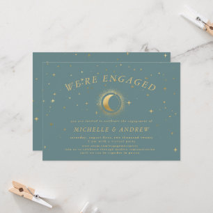 Invitation Fiançailles Or Céleste Pastel Mariage