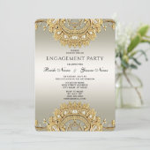 Invitation Fiançailles Ornate Or (Debout devant)