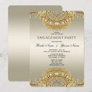 Invitation Fiançailles Ornate Or