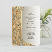 Invitation Fiançailles Ornate Or Moderne (Debout devant)