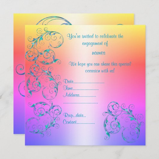 INVITATION FIANÇAILLES pastel MODERNE (Devant / Derrière)