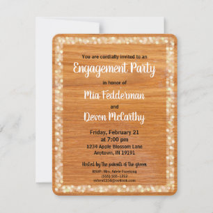 Invitation Fiançailles personnalisée en bois rusti