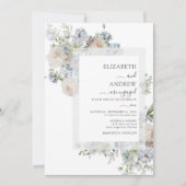 Invitation Fiançailles photo couleur bleu et rose pâle (Devant)