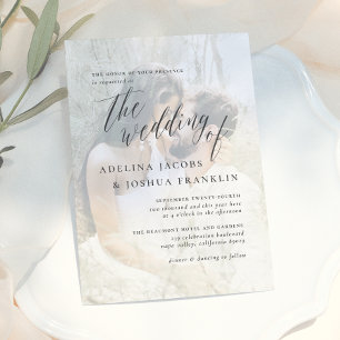 Invitation Fiançailles photo de script simple Mariage photo