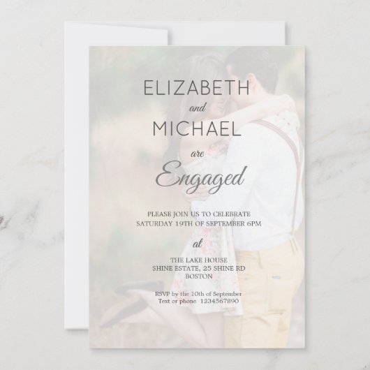 Invitation Fiançailles Photo Élégant Simple Script Moderne (Dos)