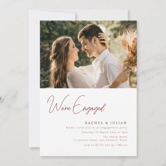 Invitation fiançailles photo moderne (Devant)