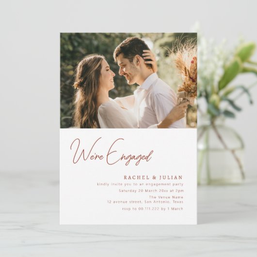 Invitation fiançailles photo moderne (Debout devant)