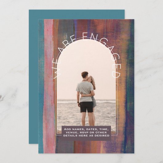 INVITATION FIANÇAILLES PHOTO MODERNE - Couleurs mi (Devant / Derrière)