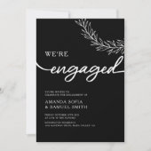 Invitation Fiançailles photo noir blanc minimaliste (Devant)