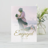 Invitation Fiançailles Photo Overlay Moderne Élégant Simple (Debout devant)