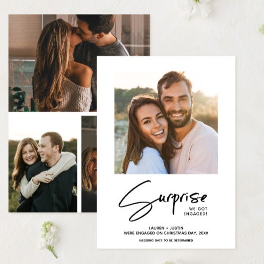 Invitation Fiançailles photo Surprise Black & White 4