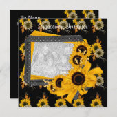 Invitation Fiançailles Photo Tournesol Cadre (Devant / Derrière)