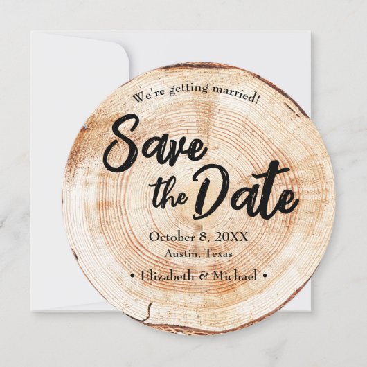 Invitation Fiançailles photo Wood Grain Rustic Mariage (Devant)