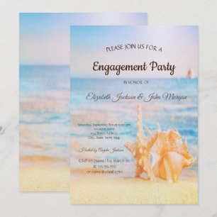 Invitation Fiançailles Plage, Étoile de mer, Coquillage