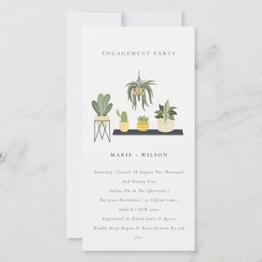 Invitation Fiançailles Plante  à feuilles pointill (Devant)