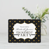 Invitation FIANÇAILLES Pois Black & Gold Faux (Debout devant)