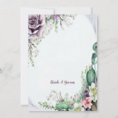 Invitation Fiançailles Purple Floral Green Foliing (Dos)