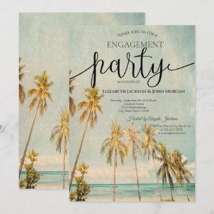Invitation Fiançailles Rétro Beach Palms