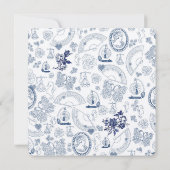Invitation Fiançailles Romance Vintage Bleu (Dos)