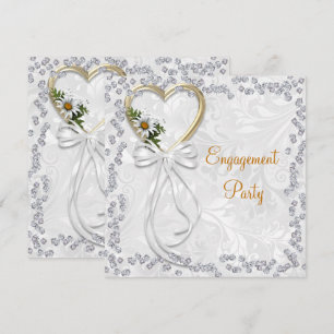 Invitation Fiançailles Romantique Marguerite, Diamants & Ruba