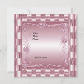 Invitation Fiançailles rose Art Déco Floral (Dos)