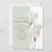 Invitation Fiançailles Rose chic aux fleurs blanches (Devant)