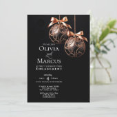 Invitation FIANÇAILLES | Rose d'hiver Baubles en or Onyx (Debout devant)