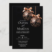 Invitation FIANÇAILLES | Rose d'hiver Baubles en or Onyx (Devant / Derrière)