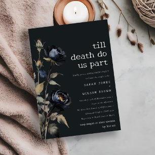 Invitation Fiançailles Rose noir gothique noir