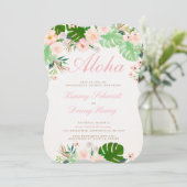 Invitation Fiançailles rose-tropical (Debout devant)