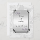 Invitation Fiançailles Roses Blanches & Bagues de Mariage Dia (Devant)