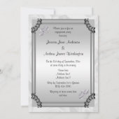 Invitation Fiançailles Roses Blanches & Bagues de Mariage Dia (Dos)