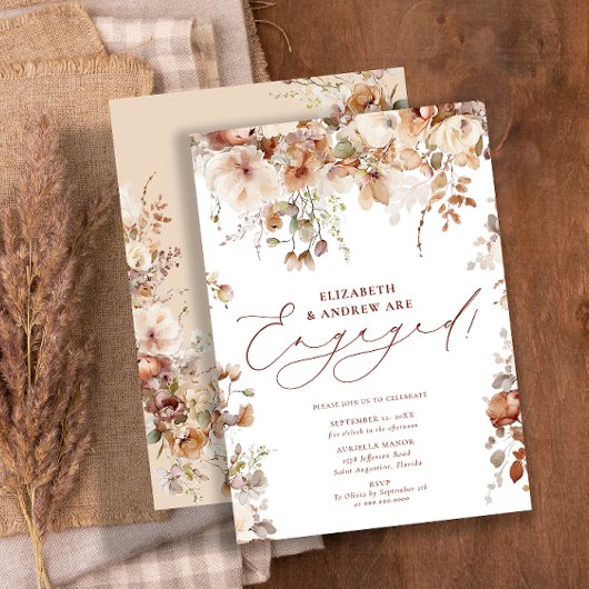 Invitation Fiançailles Rustique Boho Garden Flowers