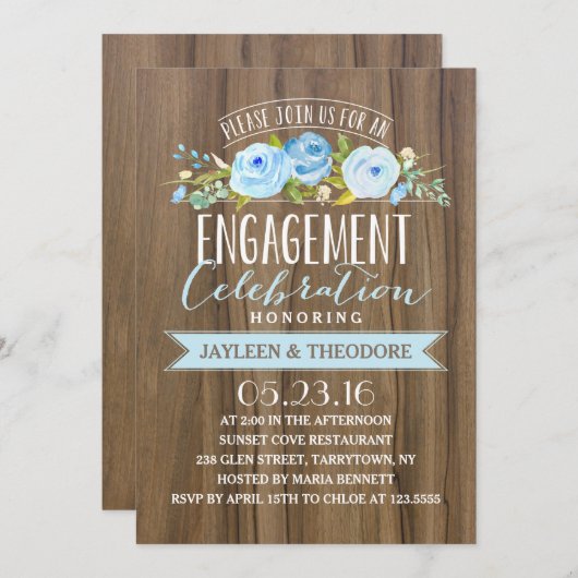 Invitation Fiançailles rustique | Fêtes de fiançailles (Devant / Derrière)
