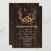 Invitation Fiançailles rustique Sunflower Antlers (Devant / Derrière)