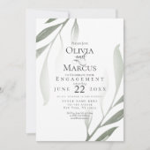 Invitation FIANÇAILLES | Sage Vert Olive Branche Aquarelle (Devant)