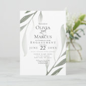 Invitation FIANÇAILLES | Sage Vert Olive Branche Aquarelle (Debout devant)