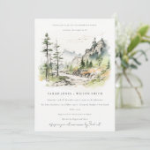 Invitation Fiançailles Sketch Paysage de montagne de Soft Woo (Debout devant)